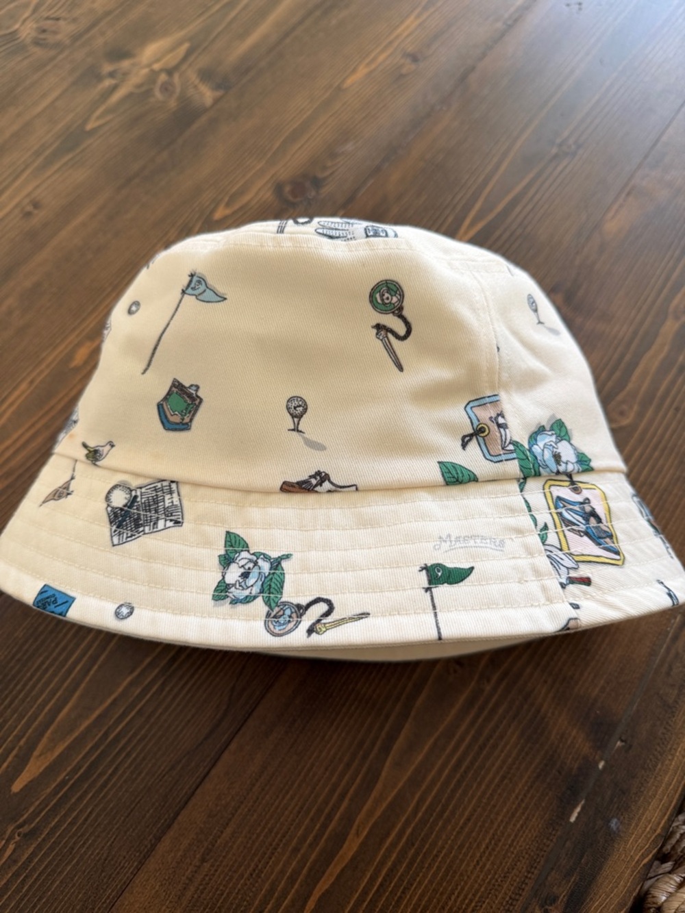 Masters Tory Burch Cream Bucket Hat with Green Stripes - Picture 3 of 3